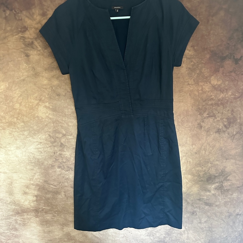 Tocca Black Mini Dress with Cap Sleeves